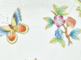 Herendi Viktória mintás, kosaras nyomott porcelán mokkás készlet. Kézzel festett, jelzett, kopásnyom...
