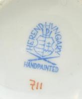 Herendi Viktória mintás, kosaras nyomott porcelán mokkás készlet. Kézzel festett, jelzett, kopásnyom...