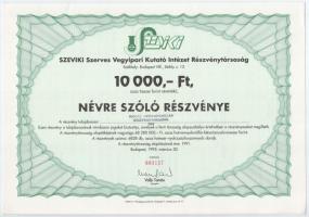 Budapest 1995. "SZEVIKI Szerves Vegyipari Kutató Intézet Részvénytársaság" névre szóló rés...