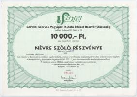 Budapest 1995. "SZEVIKI Szerves Vegyipari Kutató Intézet Részvénytársaság" névre szóló rés...