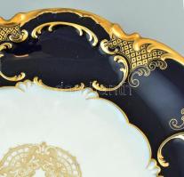 Hutschenreuter aranyozott nagy kínáló tál, matricás, hibátlan, jelzett, d: 33 cm