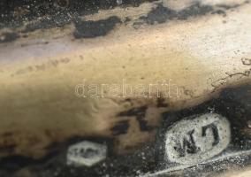 Ezüst (Ag) talpas kék ólomkristály váza, jelzett. m:21cm