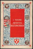 cca 1930-1940 I Tesori Artistici dellUngheria / Magyarország művészeti kincsei, olasz nyelvű, képes ismertető füzet, a borítón Jaschik Álmos illusztrációjával, 12 p., tűzött papírkötés + benne Budapest múzeumainak térképe