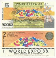 Ausztrália 1988. 2 Expo Dollár + 5 Expo Dollár Világkiállíás 1988 T:I- Australia 1988. 2 Expo Dollars + 5 Expo Dollars World Expo 88 C:AU