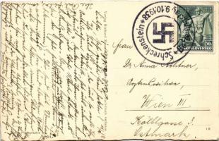1938 Strekov, Schreckenstein; Burg / castle. NS Nazi propaganda with swastika + "1938 Befreiung...
