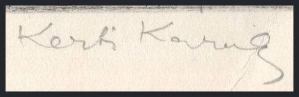 Kerti Károly (1917-1986): Nemzetiségi Múzeum, Tata. Rézkarc, papír, jelzett, törésnyommal, 19,5×29 c...