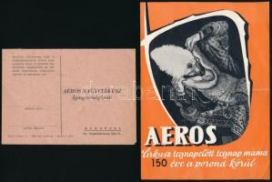 cca 1958 Aeros nagycirkusz képes reklám prospektusa + versenypályázat kitöltetlen levelezőlapja