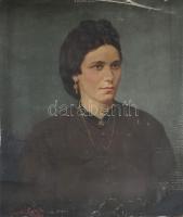 Sterk Gyula jelzéssel: Női képmás. Olaj, vászon, vakráma nélkül, feltekert állapotban. 69×54 cm