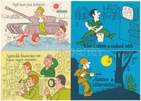 9 db MODERN magyar katonai humoros grafikus képeslap: kiskatona / 9 modern Hungarian humorous military graphic postcards