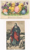 10 db RÉGI húsvéti üdvözlő képeslap vegyes minőségben / 10 pre-1945 Easter greeting postcards in mix...