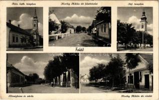 1939 Foktő, Római katolikus és református templomok, Horthy Miklós út, Községháza és zárda (fl)