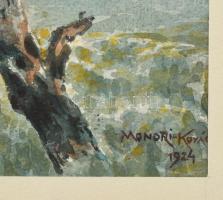 Monori Kovács Jenő (?-?): Hegyvidéki táj, 1924. Akvarell, papír, jelzett, paszpartuban, 22×29,5 cm