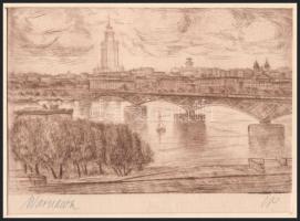 VP(?) jelzéssel: Warszawa (Varsó). Rézkarc, papír, paszpartuban, 12x8,5 cm