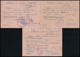 1949 A M. államrendőrség mezőkövesdi/mezőkeresztesi járási kapitánysága levelezőlapjára írt 3 db hivatalos levél, a miskolci Szőlészeti és Borászati Felügyelőség részére