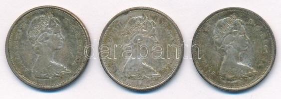 Kanada 1968. 25c Ag "II. Erzsébet" (3x) T:2 patina
Canada 1968. 25 Cents Ag "Elizabe...