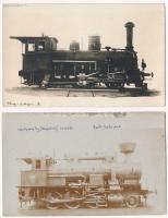 4 db RÉGI képeslap fotó: MÁV gőzmozdonyok, vasút / 4 pre-1945 photos: locomotives of the Hungarian State Railways