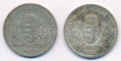 1927-1939. 1P Ag (2xklf) T:2-,1- patina Adamo P6