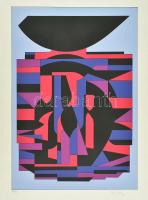 Victor Vasarely (1908-1997): Kompozíció rózsaszínben. Szitanyomat, papír, jelzett és számozott (77/90). Vasarely 75. születésnapja alkalmából megjelent mappából, 1984. Lap szélén apró foltokkal. 52,5x47 cm / Victor Vasarely (1908-1997): Composition in pink. Serigraphy on paper, signed and numbered (77/90). From the album that was issued celebrating Vasarelys 75th birthday, 1984. With tiny spots on the edge of the sheet. 52,5x47 cm
