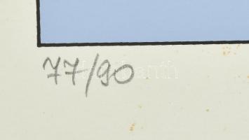 Victor Vasarely (1908-1997): Kompozíció rózsaszínben. Szitanyomat, papír, jelzett és számozott (77/9...