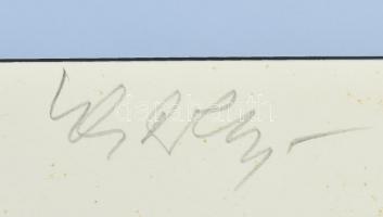 Victor Vasarely (1908-1997): Kompozíció rózsaszínben. Szitanyomat, papír, jelzett és számozott (77/9...