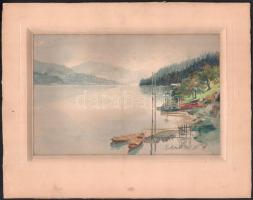 H monogram jelzéssel: Millstatti tó, 1896. Akavrell, papír, paszpartuban, 16×24,5 cm