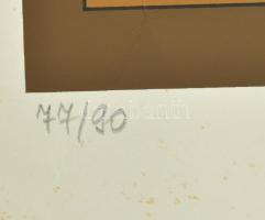 Victor Vasarely (1908-1997): Kompozíció aranyszínben. Szitanyomat, papír, jelzett és számozott (77/9...