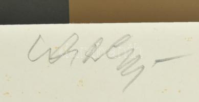 Victor Vasarely (1908-1997): Kompozíció aranyszínben. Szitanyomat, papír, jelzett és számozott (77/9...