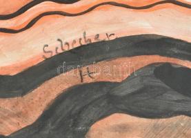 Scheiber H jelzéssel: Vitorlások. Vegyes technika, papír, kartonra kasírozva, foltos, vetemedett, 60...