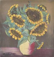 Kmetty jelzéssel: Virágok. Olaj, farost, 56×52 cm