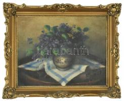 Jelzés nélkül, feltehetően 1930-40 körül működött magyar festő alkotása: Virágcsendélet. Olaj, vászo...