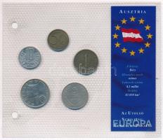 Ausztria 1969-1997. 10gr-10Sch (5xklf) Európa utolsó pénzei vákuumcsomagolt forgalmi szett T:2,2- Austria 1969-1997. 10 Groschen - 10 Schilling (5xdiff) Europes last coins coin set in vacuum packing C:XF,VF
