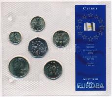 Ciprus 2002-2004. 1c-50c (6xklf) "Európa utolsó pénzei" vákuumcsomagolt forgalmi szett T:1,1- Cyprus 2002-2004. 1 Cent - 50 Cents (6xdiff) "Europe's last coins" coin set in vacuum packing C:XUNC,AU