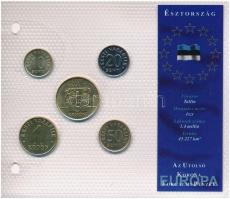 Észtország 1992-2003. 20s-5K (5xklf) Európa utolsó pénzei vákuumcsomagolt forgalmi szett T:1,1- Estland 1992-2003. 20 Senti - 5 Krooni (5xdiff) Europes last coins coin set in vacuum packing C:UNC,AU