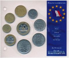 Franciaország 1964-1993. 5c-20Fr (9xklf) Európa utolsó pénzei vákuumcsomagolt forgalmi szett T:1--2- France 1964-1993. 5 Cent - 20 Francs (9xdiff) Europes last coins coin set in vacuum packing C:AU-VF