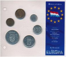 Hollandia 1952-1980. 1c-2 1/2G (6xklf) Európa utolsó pénzei vákuumcsomagolt forgalmi szett T:2,2- Netherlands 1952-1980. 1 Cent - 2 1/2G (6xdiff) Europes last coins coin set in vacuum packing C:XF,VF