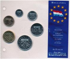 Hollandia 1991-2001. 5c - 2 1/2G (6xklf) Európa utolsó pénzei vákuumcsomagolt forgalmi szett T:1-2 Netherlands 1991-2001. 5 Cent - 2 1/2 Gulden (6xdiff) Europes last coins coin set in vacuum packing C:UNC-XF