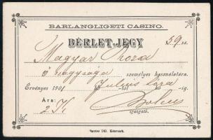 1901 Magas-Tátra, Barlangligeti Casino bérletjegy