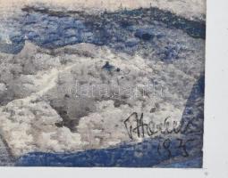 Horváth Iván (1935-): Hegyvidéki táj, 1975. Monotípia, papír, jelzett, paszpartuban, 15,5x22,5 cm. S...