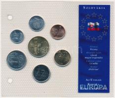 Szlovákia 1995-2002. 10h-10K (7xklf) Európa utolsó pénzei vákuumcsomagolt forgalmi szett T:1,1- Slovakia 1995-2002. 10 Halierov - 10 Koruna (7xdiff) Europes last coins coin set in vacuum packing C:UNC,AU