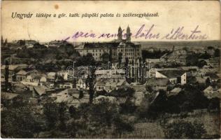 1915 Ungvár, Uzshorod, Uzhhorod, Uzhorod; Görög katolikus püspöki palota és székesegyház / Greek Catholic bishops palace and cathedral (fa)