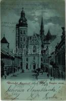 1899 (Vorläufer) Kassa, Kosice; Dóm és Forgách utca, üzletek. Breitner Mór kiadása / cathedral, street view, shops