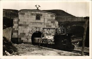 Désakna, Ocna Dejului; M. kir. sóbánya, bánya bejárata, Lajos tárna 1879, iparvasút, vonat / salt mine entry, industrial railway, train