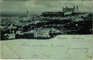 1898 (Vorläufer) Pozsony, Pressburg, Bratislava; látkép, vár, ortodox zsinagóga / general view, castle, Orthodox synagogue (EK)
