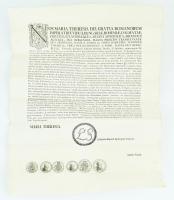 1763, 1777 Mária Terézia rendeletének latin nyelvű hirdetménye, hajtva, 2 db