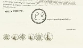 1763, 1777 Mária Terézia rendeletének latin nyelvű hirdetménye, hajtva, 2 db