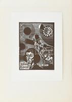 Farkas József (?-): In memoriam Kopernikusz. Linómetszet, papír, jelzett, számozott (?), hátoldalán a művész bélyegzőjével, 20×15 cm