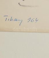 Szász Károly István (1909-1979): Tihany, 1964. Filctoll, papír, jelzett, lap teteje kartonra kasíroz...