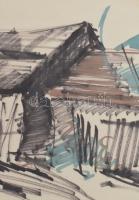 Szász Károly István (1909-1979): Tihany, 1964. Filctoll, papír, jelzett, lap teteje kartonra kasíroz...