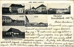1906 Bonchida, Bontida; Gróf Bánfy kastély, Fő tér, posta és távirda hivatal / castle, main square, post and telegraph office (EK)