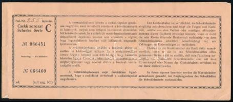 cca 1910 Osztrák Magyar Bank csekkfüzet. 5 címeres nyomatú lappal